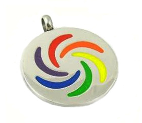 NEW- Steel Rainbow Pinwheel Necklace